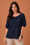 BLUSA URCA MANGA BUFANTE MARINHO